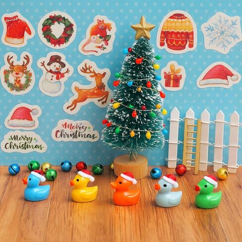 HKLMRO 22 قطعة بيت الدمية زينة عيد الميلاد وهمية سلسلة قبعة إكليل شجرة صغيرة هدية صناديق دمية 1:12 نموذج مصغر لبيت الألعاب التظاهر DIY الجنية التماثيل حديقة حلي معلقة حفلة in Kuwait