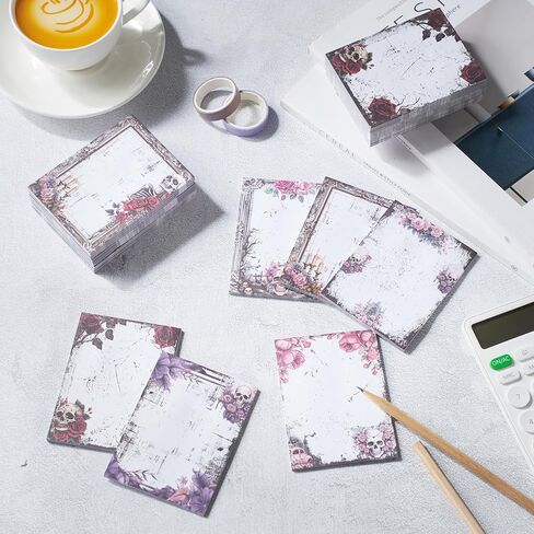 24 Pcs Gothic Sticky Notes Bulk Skull Gifts for Women Witchy Office Supplies Goth Style Design 3 x 4 Self-Stick Notepads for Book Lovers Office Supplies in Kuwait