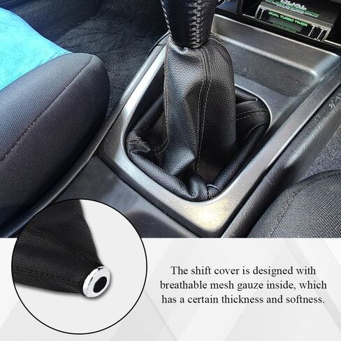 Car Shift Boot Cover, Stick Shift Cover, Dustproof Gear Shifter Protection Sleeve Gaiter, Auto Leather Shifter Lever Knob Boot Protector for Most Manual Transmission Cars (Black) in Kuwait