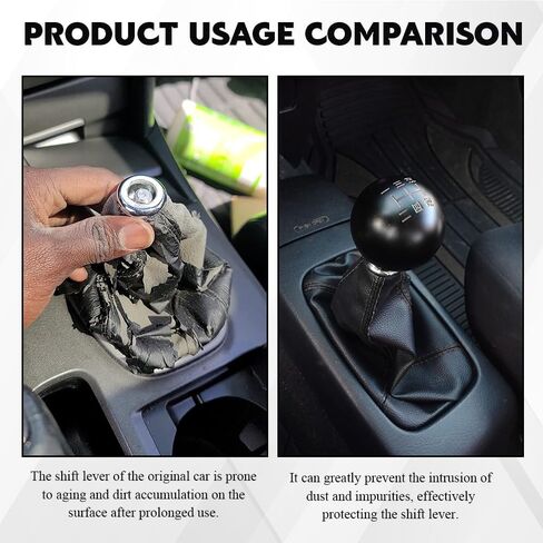 Car Shift Boot Cover, Stick Shift Cover, Dustproof Gear Shifter Protection Sleeve Gaiter, Auto Leather Shifter Lever Knob Boot Protector for Most Manual Transmission Cars (Black) in Kuwait