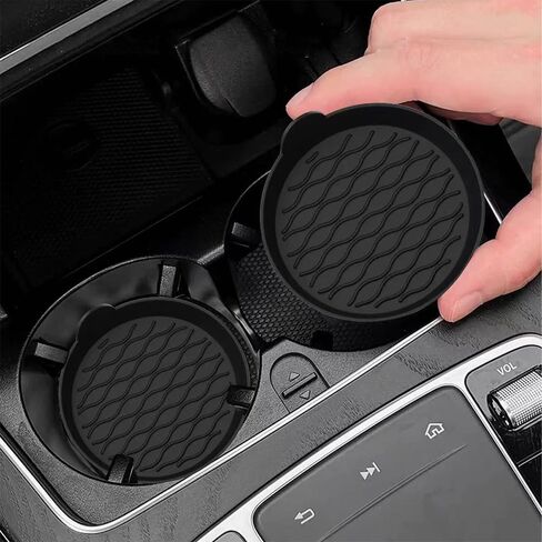 4-Pack Silicone Car Coasters with Anti-Slip Stripe Design (Black) in Saudi Arabia