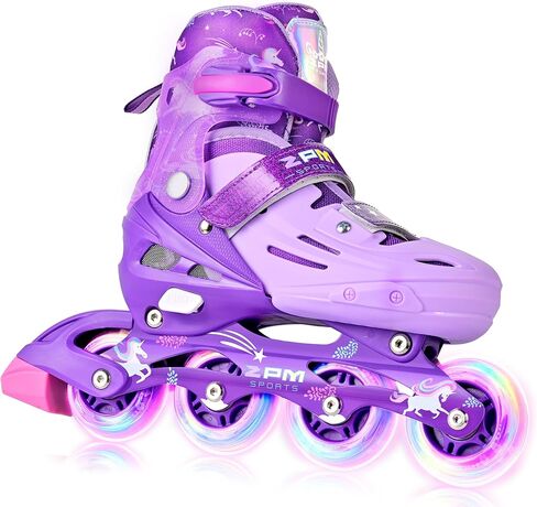 2PM SPORTS Inline Skates for Girls Boys Kids Age 4-8 5-8 6-12 8-12 with Light Up Wheels, Adjustable Inline Skates for Women Youth Size 11C 1 2 3 4 5 6 7 8 in Kuwait