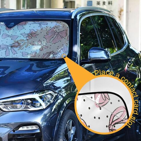 Bow Pink Windshield Sun Shade for Cars, Trucks, SUVs - UV Rays Defense, Folding Front Auto Sunshade, Vehicle Interior Cooler (55x27.6 Inch) in Saudi Arabia