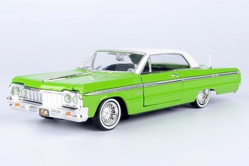 Motormax Get Low Series 1964 إمبالا هارد توب لوريدر 1:24 دييكاست موديل أخضر مع قمة بيضاء 79021 in Saudi Arabia
