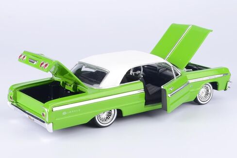 Motormax Get Low Series 1964 إمبالا هارد توب لوريدر 1:24 دييكاست موديل أخضر مع قمة بيضاء 79021 in Saudi Arabia