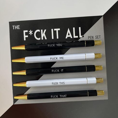 ZVZKC 5 Pack Funny Pens, Black Ink 1.0 mm Retractable Ballpoint Pen, Funny Pens for Coworkers, Novelty Ballpoint Pen for Writing Drawing Journaling Note Taking, Unique Office Supplies (Yellow) in Saudi Arabia