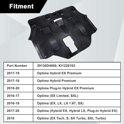 SecosAutoparts KI1228162 درع دفقة المحرك الخلفي متوافق مع Kia Optima 2016-2020 استبدال # 29130-D4000 29130D4000 درع دفقة المحرك السفلي in Saudi Arabia