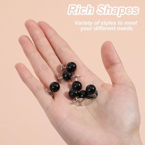 30Pcs No Sew Black Pearl Buttons Brooch Pins, No Sew Buttons, Pearl Button for Clothes, 10mm Detachable & Reusable DIY Craft Decoration with Sliver Metal Shank for Clothes, Jewelry, 0.39 inches/ 1 cm in Saudi Arabia