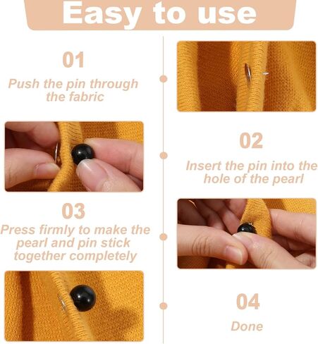 30Pcs No Sew Black Pearl Buttons Brooch Pins, No Sew Buttons, Pearl Button for Clothes, 10mm Detachable & Reusable DIY Craft Decoration with Sliver Metal Shank for Clothes, Jewelry, 0.39 inches/ 1 cm in Saudi Arabia