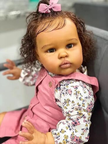 Realistic Reborn Baby Dolls Girl with Soft Body African American Real Life Babies Girl That Look Lifelike Newborn Baby Open Eyes 24inch in Saudi Arabia