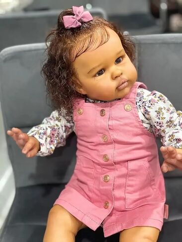 Realistic Reborn Baby Dolls Girl with Soft Body African American Real Life Babies Girl That Look Lifelike Newborn Baby Open Eyes 24inch in Saudi Arabia