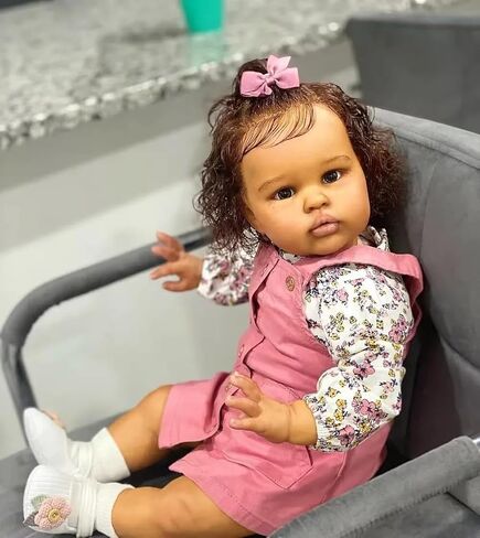 Realistic Reborn Baby Dolls Girl with Soft Body African American Real Life Babies Girl That Look Lifelike Newborn Baby Open Eyes 24inch in Saudi Arabia