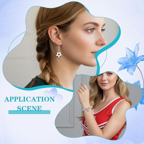 60 Pcs Enamel Soccer Charm Football Charms, Alloy Sports Charms Ball Soccer Pendants Beads for Jewelry Making Supplies DIY Necklace Bracelet Crafting Adults Teens in Kuwait