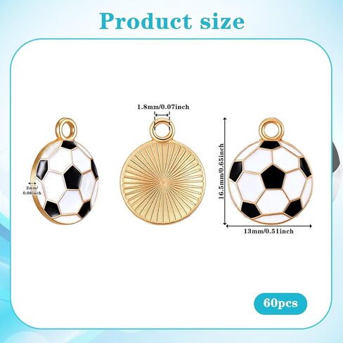 60 Pcs Enamel Soccer Charm Football Charms, Alloy Sports Charms Ball Soccer Pendants Beads for Jewelry Making Supplies DIY Necklace Bracelet Crafting Adults Teens in Kuwait