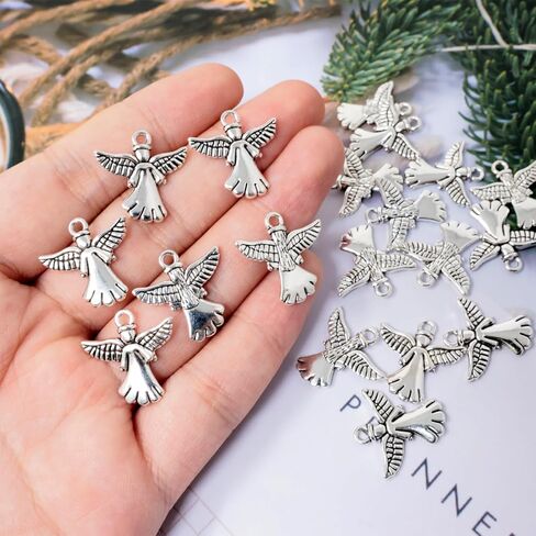 60PCS Guardian Angel Charms Antique Silver Angel Pendants Alloy Religious Charms Pendant Cute Tiny Pendants Bead Charms for Keychains Earrings Bracelets Necklaces Jewelry Making and DIY Crafts in Saudi Arabia