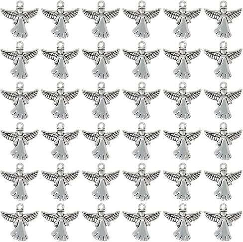 60PCS Guardian Angel Charms Antique Silver Angel Pendants Alloy Religious Charms Pendant Cute Tiny Pendants Bead Charms for Keychains Earrings Bracelets Necklaces Jewelry Making and DIY Crafts in Saudi Arabia