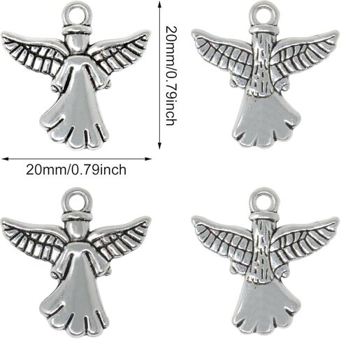 60PCS Guardian Angel Charms Antique Silver Angel Pendants Alloy Religious Charms Pendant Cute Tiny Pendants Bead Charms for Keychains Earrings Bracelets Necklaces Jewelry Making and DIY Crafts in Saudi Arabia