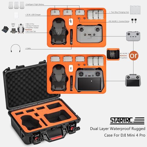 STARTRC Mini 4 Pro Case Waterproof Hard Carrying Case for DJI Mini 3 Pro/Mini 3 Accessories,Tavel Case for DJI Mini 4 Pro Fly More Combo (RC/N1/N2 Controller) in Kuwait