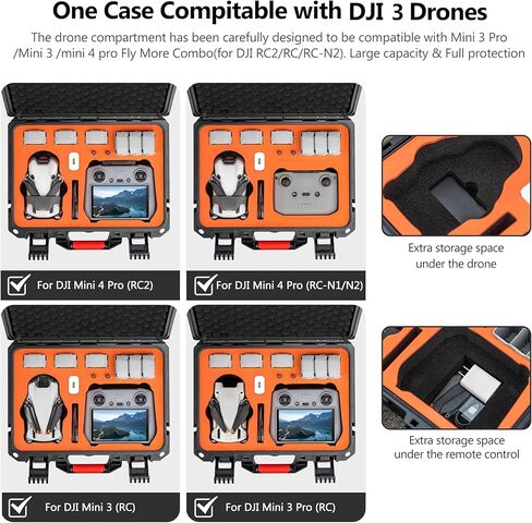 STARTRC Mini 4 Pro Case Waterproof Hard Carrying Case for DJI Mini 3 Pro/Mini 3 Accessories,Tavel Case for DJI Mini 4 Pro Fly More Combo (RC/N1/N2 Controller) in Kuwait