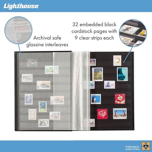 Lighthouse Stockbook A4, 32 black pages,padded cover, red in Kuwait