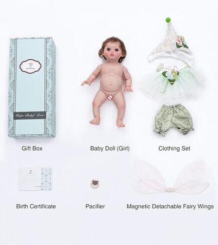 Baby Doll, 18 Inch Reborn Baby Dolls – Realistic Lifelike Green Fairy Newborn Girl Doll, Real Life Baby Dolls with Accessories, Gift for 3+ Year Old Girls, Pretend Play & Collection in Saudi Arabia