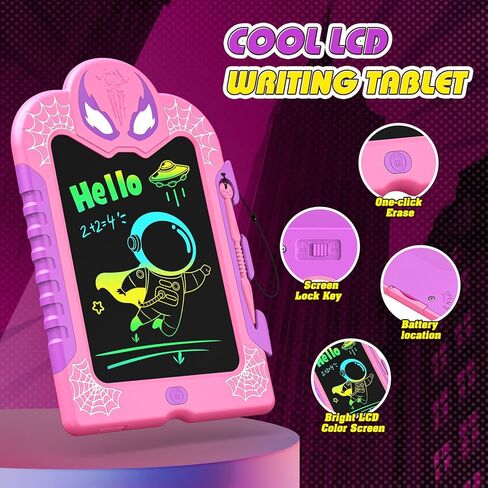 كمبيوتر لوحي للكتابة على شكل عنكبوت LCD للأطفال: لوحة رسومات الشعار المبتكرة الملونة ولوحة الرسم لعمر 3 4 5 6 7 8 سنوات للأولاد والبنات الصغار هدايا عيد الميلاد للأطفال من سن 4 إلى 6 سنوات in Kuwait