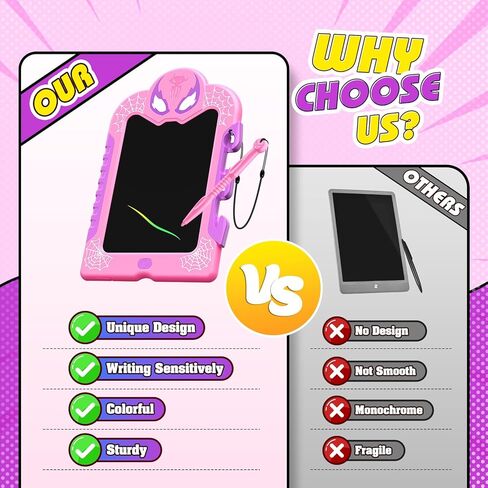 كمبيوتر لوحي للكتابة على شكل عنكبوت LCD للأطفال: لوحة رسومات الشعار المبتكرة الملونة ولوحة الرسم لعمر 3 4 5 6 7 8 سنوات للأولاد والبنات الصغار هدايا عيد الميلاد للأطفال من سن 4 إلى 6 سنوات in Kuwait