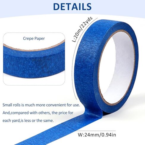 3 Rolls Premium Painters Tape, Paint Tape for Multi-Purpose, 0.94 Inches x 22 Yards, Blue in Saudi Arabia