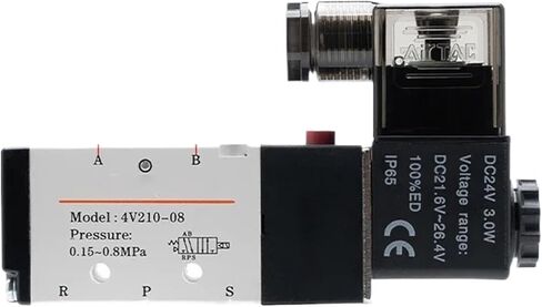 4v210-08 Pneumatic Valve Electric Solenoid Valve Control Air Gas Magnetic 5 Way 2 Position DC12V 24V AC110V 220V Coil Volt(DC24) in Kuwait