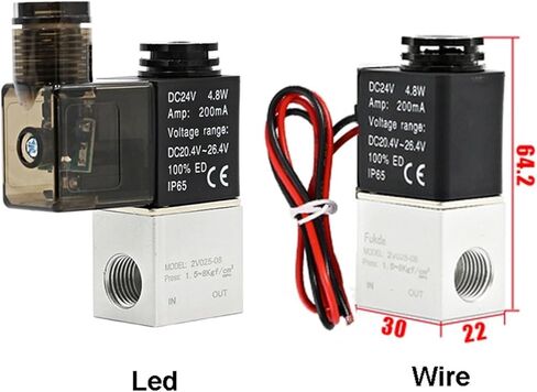2V025-08 1/4 For Air Solenoid Valve Pneumatic Control Valves Normally Closed DC 12V 24V 220V 110V 2 Way 2 Position(2V025-08,DC12V) in Saudi Arabia