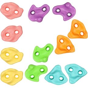 TOPNEW 20 PCS Rock Climbing Holds for Kids, Rock Wall Holds with 6.56 Ft Climbing Rope and 2 Handles, Rock Wall Climbing Kit for Indoor and Outdoor Playset - Includes Mounting Hardware in Kuwait