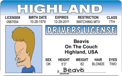 Signs 4 Fun Parody Driver’s License | WY - Beavis ID | Fake ID Novelty Card | Collectible Trading Card Driver’s License | Novelty Gift for Holidays | Made in The USA in Saudi Arabia