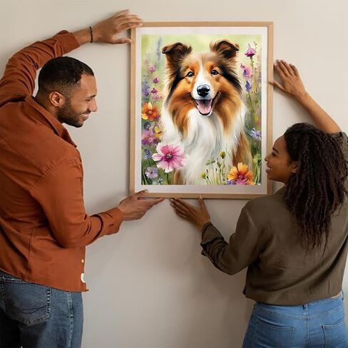 طلاء LAENAKR بالأرقام لكلب شيلتي البالغ، مجموعة طلاء زيتية قماشية DIY من قماش Shetland Sheepdog للمبتدئين مع فرش الطلاء رسم طلاء أكريليك، 40 × 50 سم، بدون إطار in Kuwait