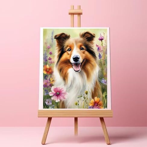 طلاء LAENAKR بالأرقام لكلب شيلتي البالغ، مجموعة طلاء زيتية قماشية DIY من قماش Shetland Sheepdog للمبتدئين مع فرش الطلاء رسم طلاء أكريليك، 40 × 50 سم، بدون إطار in Kuwait