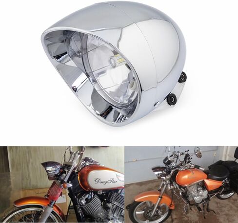 مصباح أمامي أمامي للدراجة النارية مصنوع من الكروم LED لسيارة Harley Honda Steed Shadow Cruise Chopper مخصص in Kuwait