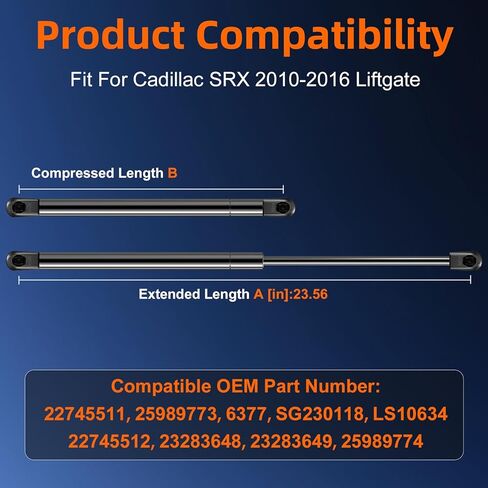 الكمية (1) دعامة رفع بديلة لباب الباب الخلفي لسيارة كاديلاك SRX 2010-2016 فتحة خلفية للباب الخلفي 𝐖/𝐎 𝐏𝐨𝐰𝐞𝐫، استبدال دعامة صدمات صندوق السيارة OE# 25989773 in Saudi Arabia