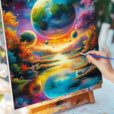 WEBEEDY Planet Space Large Paint by Numbers Kit for Adults Beginners Painting by Numbers on Canvas Complete Paint and Sip Sets Oil Painting Kit for Party Home Wall Decor Art Craft Gifts, 16x20'' in Saudi Arabia