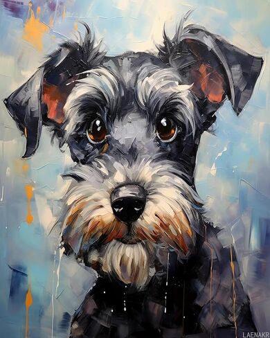 LAENAKR DIY Paint by Numbers for Adults Beginner, Dog Paint by Numbers Kit Schnauzer Painting by Numbers for Adults, 16" x 20" Drawing Paintwork with Paintbrushes in Saudi Arabia