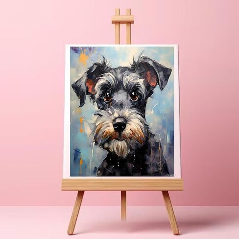 LAENAKR DIY Paint by Numbers for Adults Beginner, Dog Paint by Numbers Kit Schnauzer Painting by Numbers for Adults, 16" x 20" Drawing Paintwork with Paintbrushes in Saudi Arabia