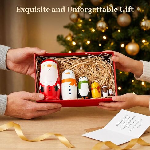 AMOR PRESENT Russian Nesting Dolls, 7PCS Wood Nesting Dolls Matryoshka Stacking Nested Set for Christmas Children Kids Birthday Gift in Kuwait