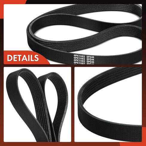 حزام قيادة أفعواني للمحرك A-Premium متوافق مع سيارات Ford & Hyundai & Kia & Lincoln & Mazda & Mercury - Escape, Fusion, Sonata, Tucson, Sorento, Sportage, Santa Cruz, MKZ, Tribute والمزيد in Kuwait