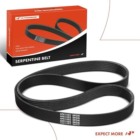 حزام قيادة أفعواني للمحرك A-Premium متوافق مع سيارات Ford & Hyundai & Kia & Lincoln & Mazda & Mercury - Escape, Fusion, Sonata, Tucson, Sorento, Sportage, Santa Cruz, MKZ, Tribute والمزيد in Kuwait