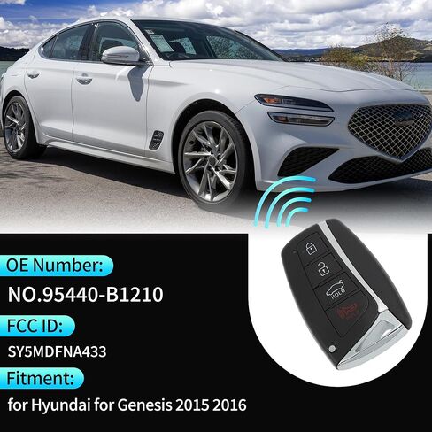 X AUTOHAUX SY5MDFNA433 434 MHz Replacement Keyless Entry Remote Smart Key Fob for Hyundai for Genesis 2015 2016 No.95440-B1210 4 Buttons in Saudi Arabia