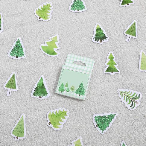 45Pcs Small Pine Tree Stickers, Removable Forest Trees Decals Peel and Stick Small Tree Wall Decals for Scrapbooks, Diaries, Envelopes, Phone Cases, DIY Arts and Crafts Decoration in Kuwait