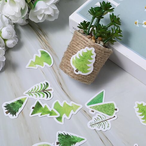 45Pcs Small Pine Tree Stickers, Removable Forest Trees Decals Peel and Stick Small Tree Wall Decals for Scrapbooks, Diaries, Envelopes, Phone Cases, DIY Arts and Crafts Decoration in Kuwait