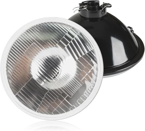 مصباح أمامي زجاجي LED مقاس 7 بوصات - تحويل شعاع عالٍ/منخفض - وحدة واحدة من الكروم شبه مختوم - يناسب مصابيح H4/HB2/9003 - عالمي للسيارات القديمة والحديثة قطعة واحدة in Saudi Arabia