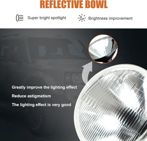 مصباح أمامي زجاجي LED مقاس 7 بوصات - تحويل شعاع عالٍ/منخفض - وحدة واحدة من الكروم شبه مختوم - يناسب مصابيح H4/HB2/9003 - عالمي للسيارات القديمة والحديثة قطعة واحدة in Saudi Arabia