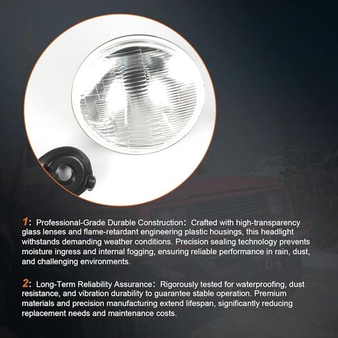 مصباح أمامي زجاجي LED مقاس 7 بوصات - تحويل شعاع عالٍ/منخفض - وحدة واحدة من الكروم شبه مختوم - يناسب مصابيح H4/HB2/9003 - عالمي للسيارات القديمة والحديثة قطعة واحدة in Saudi Arabia