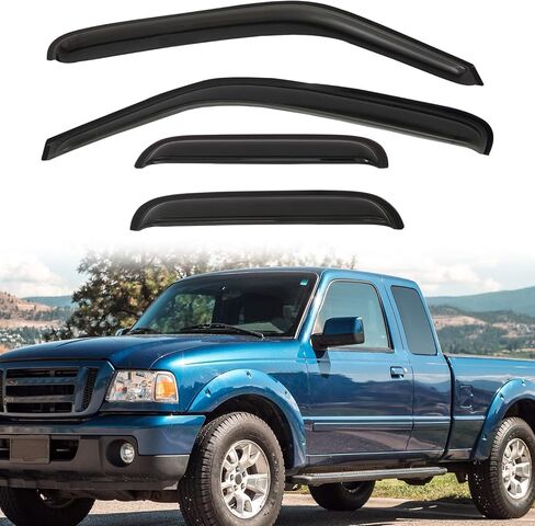 4 pcs Compatible with 09-14 Ford F-150 SuperCrew/Crew Cab Front+Rear Sun/Rain Guard Outside Mount Window Visors in Saudi Arabia