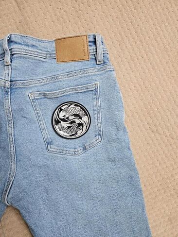 3.5" Embroidered Yin Yang Fish Iron On Patch | Decorative Fish Chinese Yin Yang Applique Iron On/Sew On Patches for Clothing, Hats, Clothes, Backpacks, Jackets, Holes in Saudi Arabia